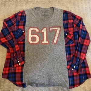 Upcycled 617 Flannel Tee (Mass Area Code)